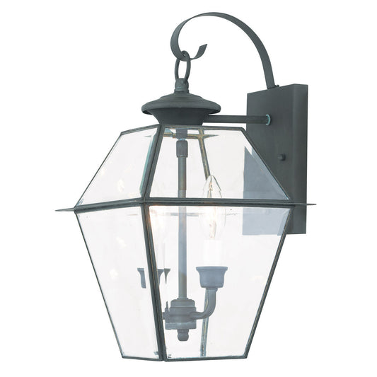 Livex Lighting Westover Collection 2 Light Charcoal Outdoor Wall Lantern in Charcoal 2281-61