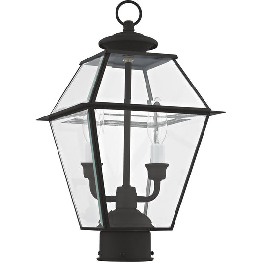 Livex Lighting Westover Collection 2 Light Black Outdoor Post Lantern in Black 2284-04