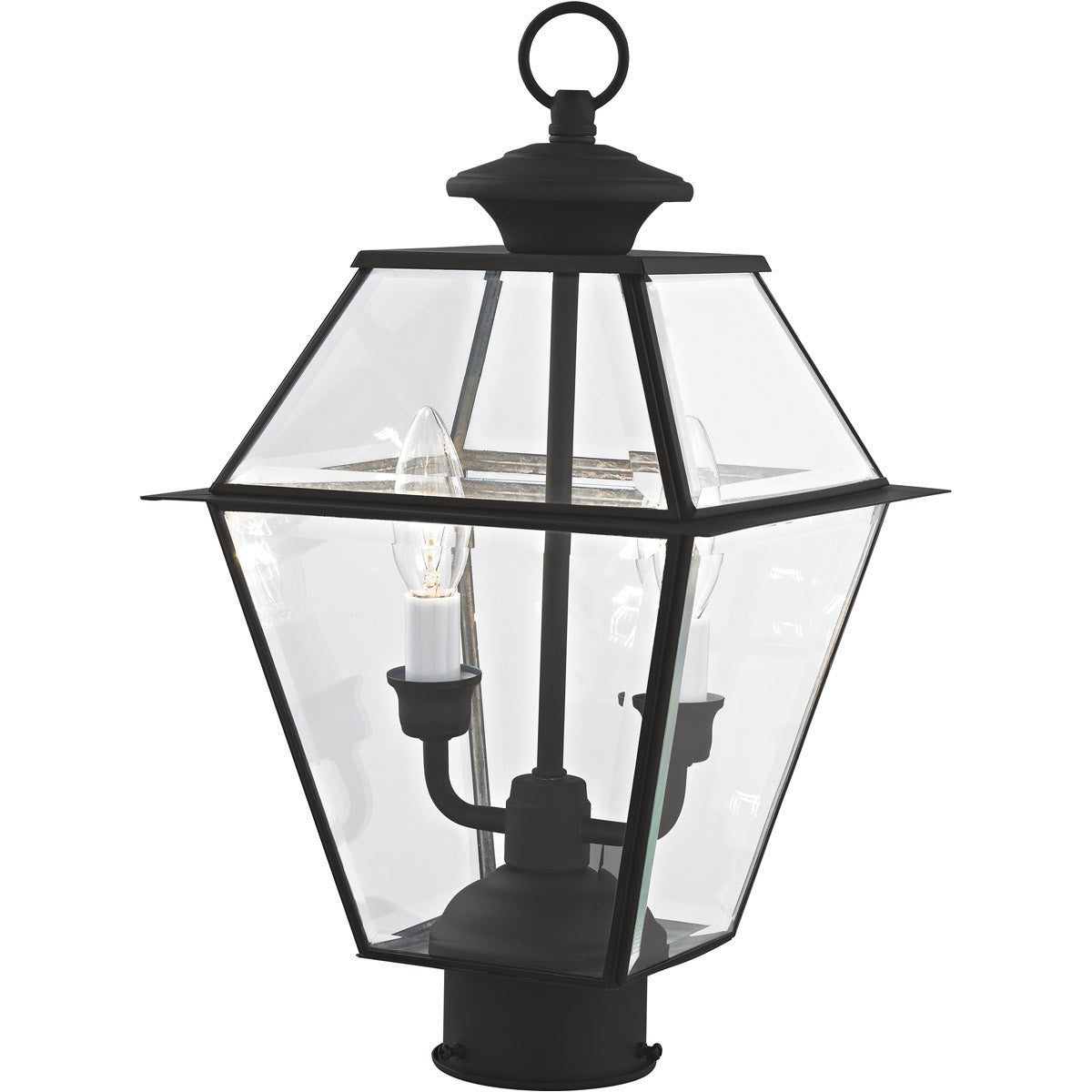 Livex Lighting Westover Collection 2 Light Black Outdoor Post Lantern in Black 2284-04