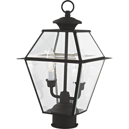 Livex Lighting Westover Collection 2 Light Black Outdoor Post Lantern in Black 2284-04