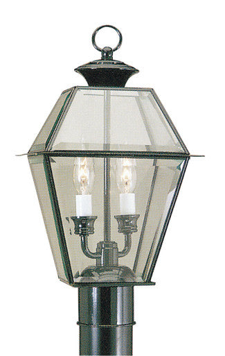 Livex Lighting Westover Collection 2 Light Black Outdoor Post Lantern in Black 2284-04