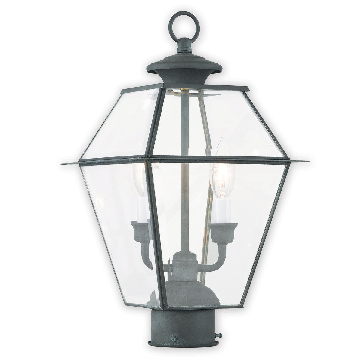 Livex Lighting Westover Collection 2 Light Charcoal Outdoor Post Lantern in Charcoal 2284-61