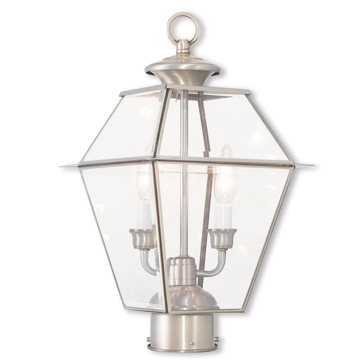 Livex Lighting Westover Collection 2 Light Brushed Nickel Post-Top Lantern in Brushed Nickel 2284-91