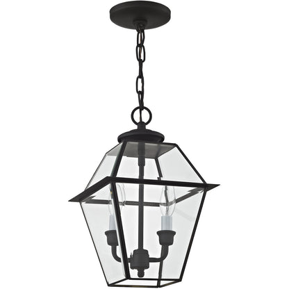 Livex Lighting Westover Collection 2 Light Black Outdoor Chain Lantern  in Black 2285-04