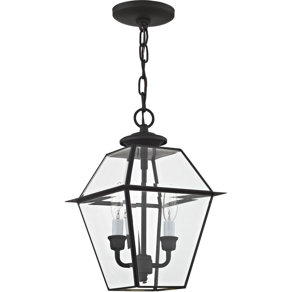 Livex Lighting Westover Collection 2 Light Black Outdoor Chain Lantern  in Black 2285-04