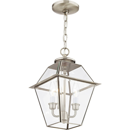 Livex Lighting Westover Collection 2 Light BN Outdoor Chain-Hang Lantern in Brushed Nickel 2285-91