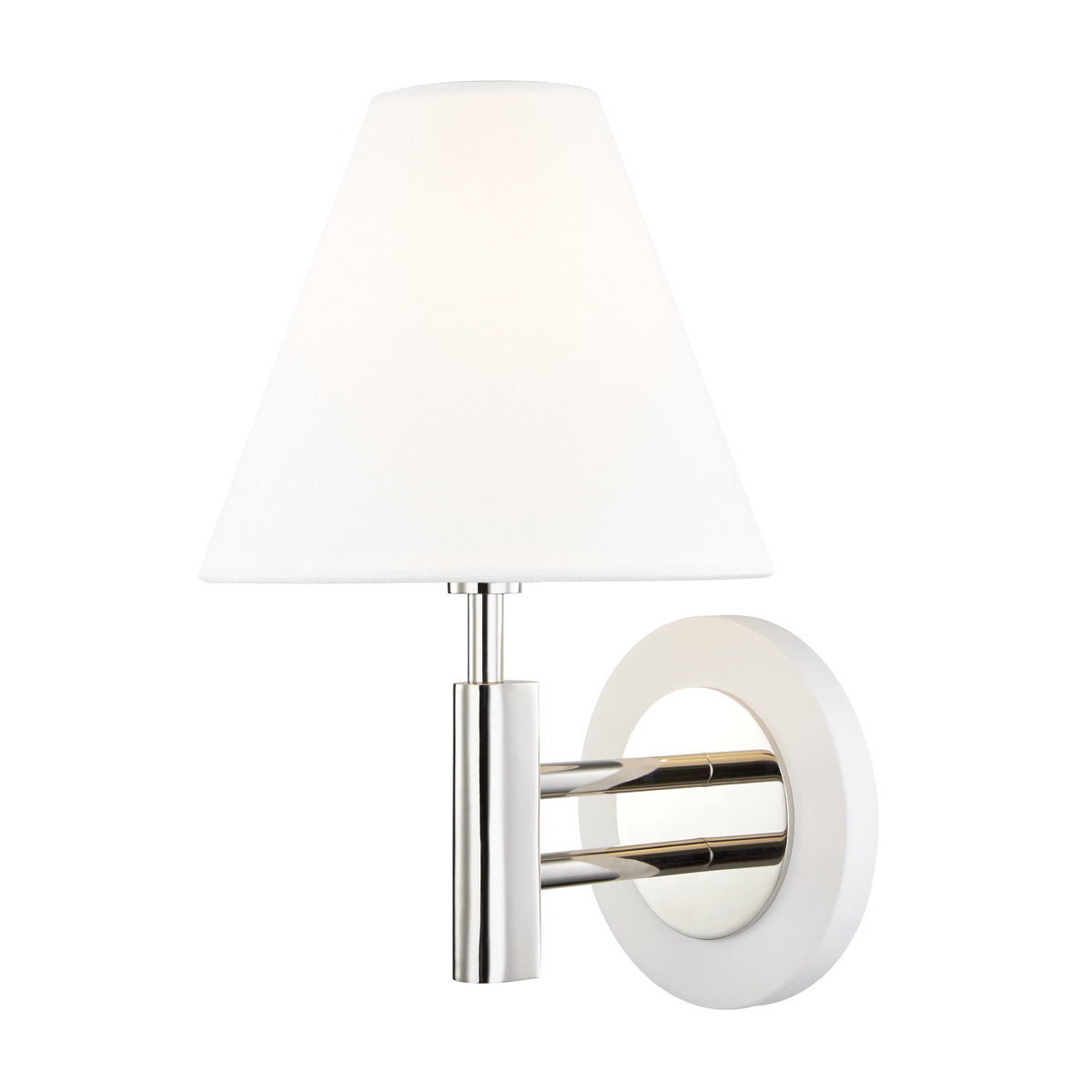 Mitzi 1 Light Wall Sconce in Polished Nickel/White H264101-PN/WH