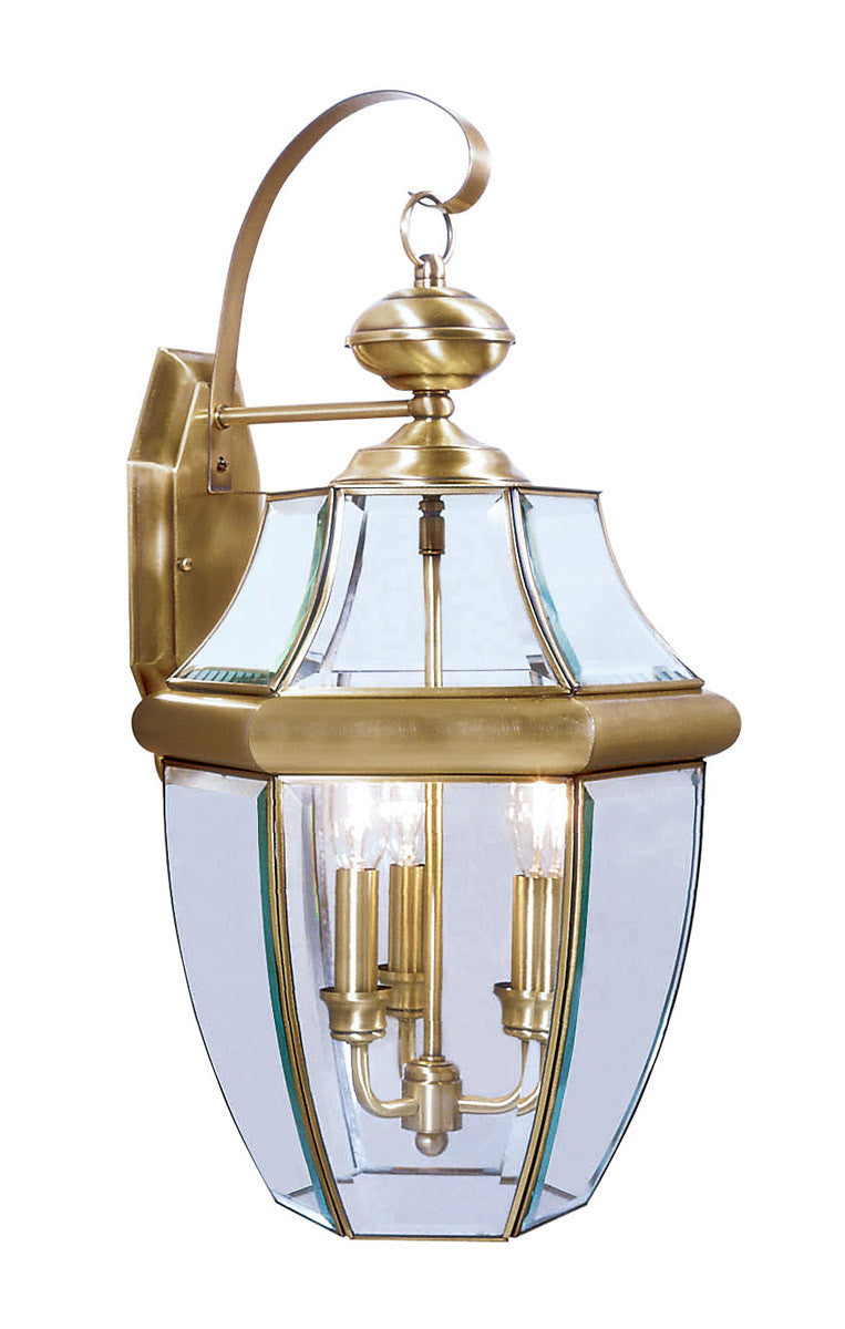 Livex Lighting Monterey Collection 3 Light AB Outdoor Wall Lantern in Antique Brass 2351-01