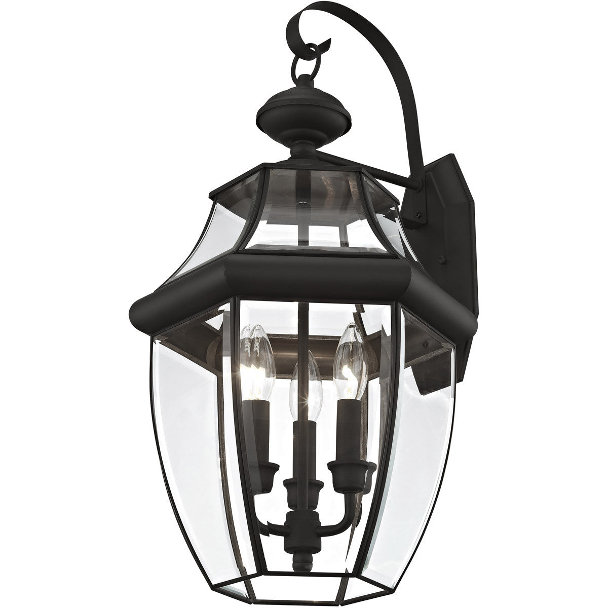 Livex Lighting Monterey Collection 3 Light Black Outdoor Wall Lantern in Black 2351-04