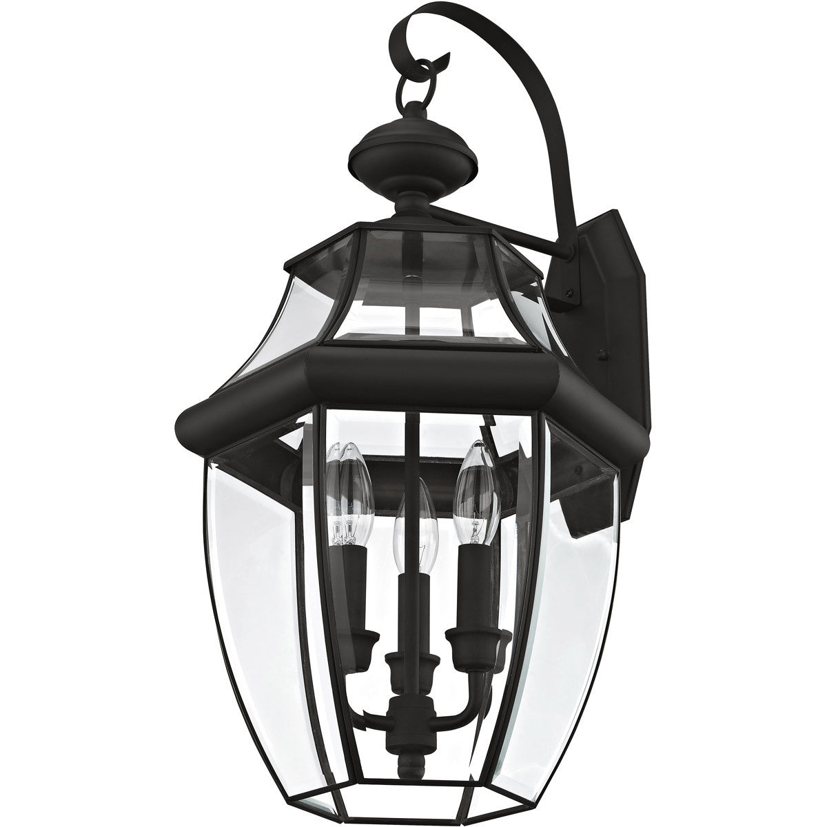 Livex Lighting Monterey Collection 3 Light Black Outdoor Wall Lantern in Black 2351-04