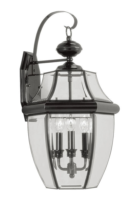 Livex Lighting Monterey Collection 3 Light Black Outdoor Wall Lantern in Black 2351-04