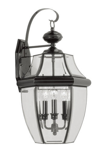 Livex Lighting Monterey Collection 3 Light Black Outdoor Wall Lantern in Black 2351-04