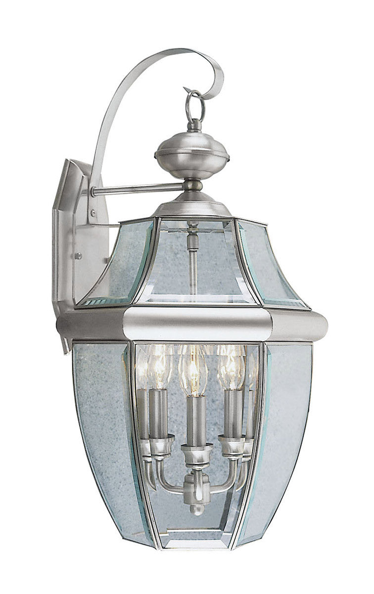 Livex Lighting Monterey Collection 3 Light BN Outdoor Wall Lantern in Brushed Nickel 2351-91