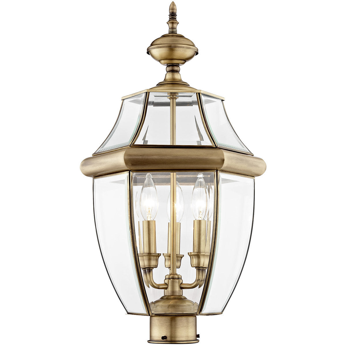 Livex Lighting Monterey Collection 3 Light AB Outdoor Post Lantern in Antique Brass 2354-01