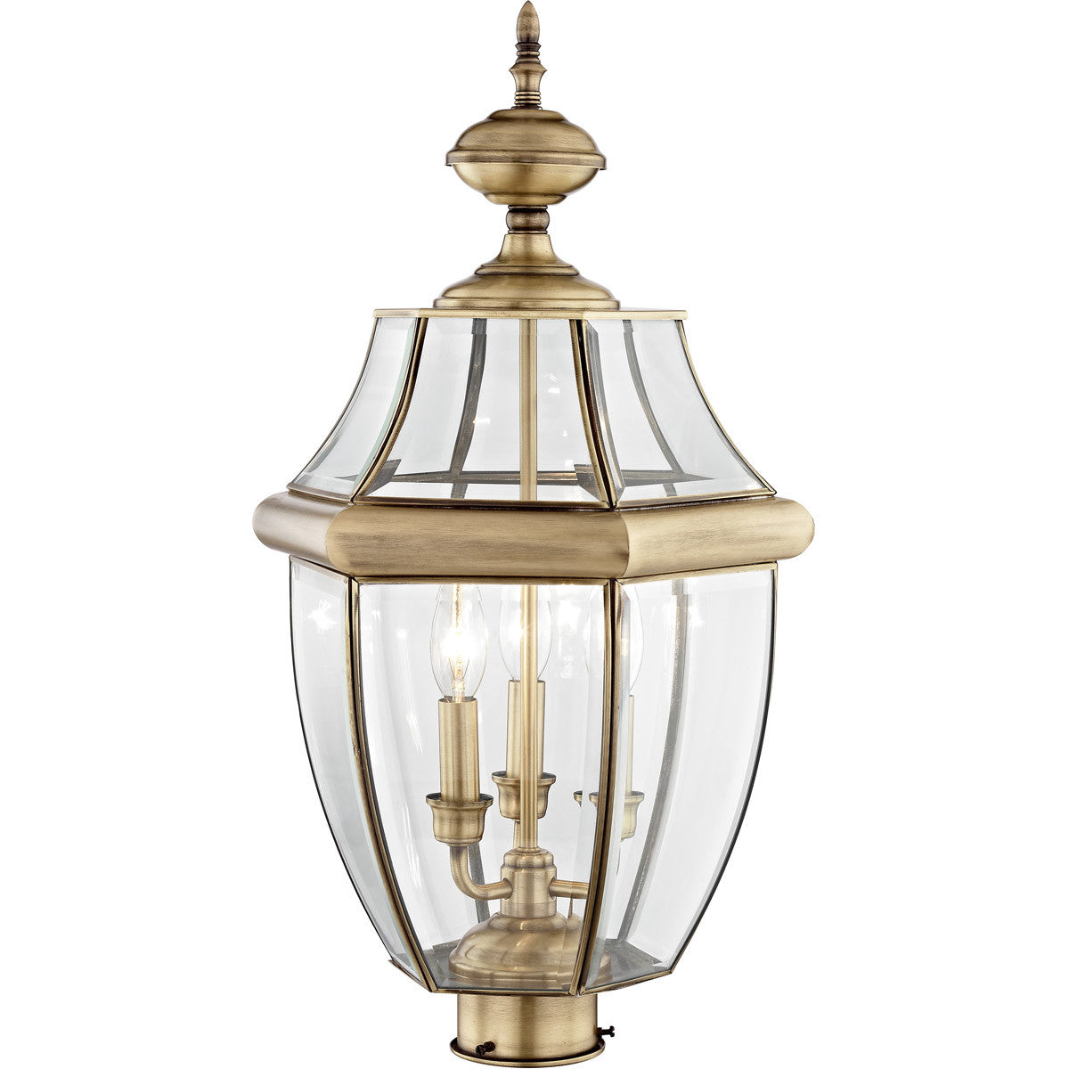 Livex Lighting Monterey Collection 3 Light AB Outdoor Post Lantern in Antique Brass 2354-01