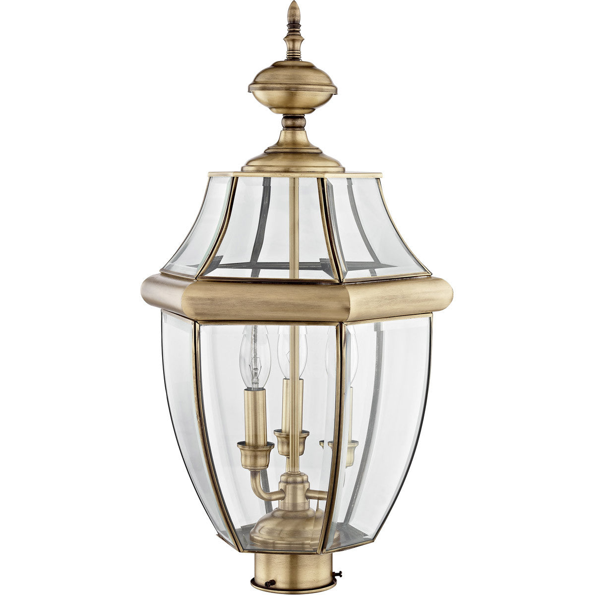 Livex Lighting Monterey Collection 3 Light AB Outdoor Post Lantern in Antique Brass 2354-01