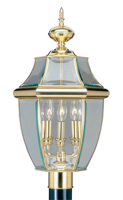 Livex Lighting Monterey Collection 3 Light PB Outdoor Post Lantern in Polished Brass 2354-02