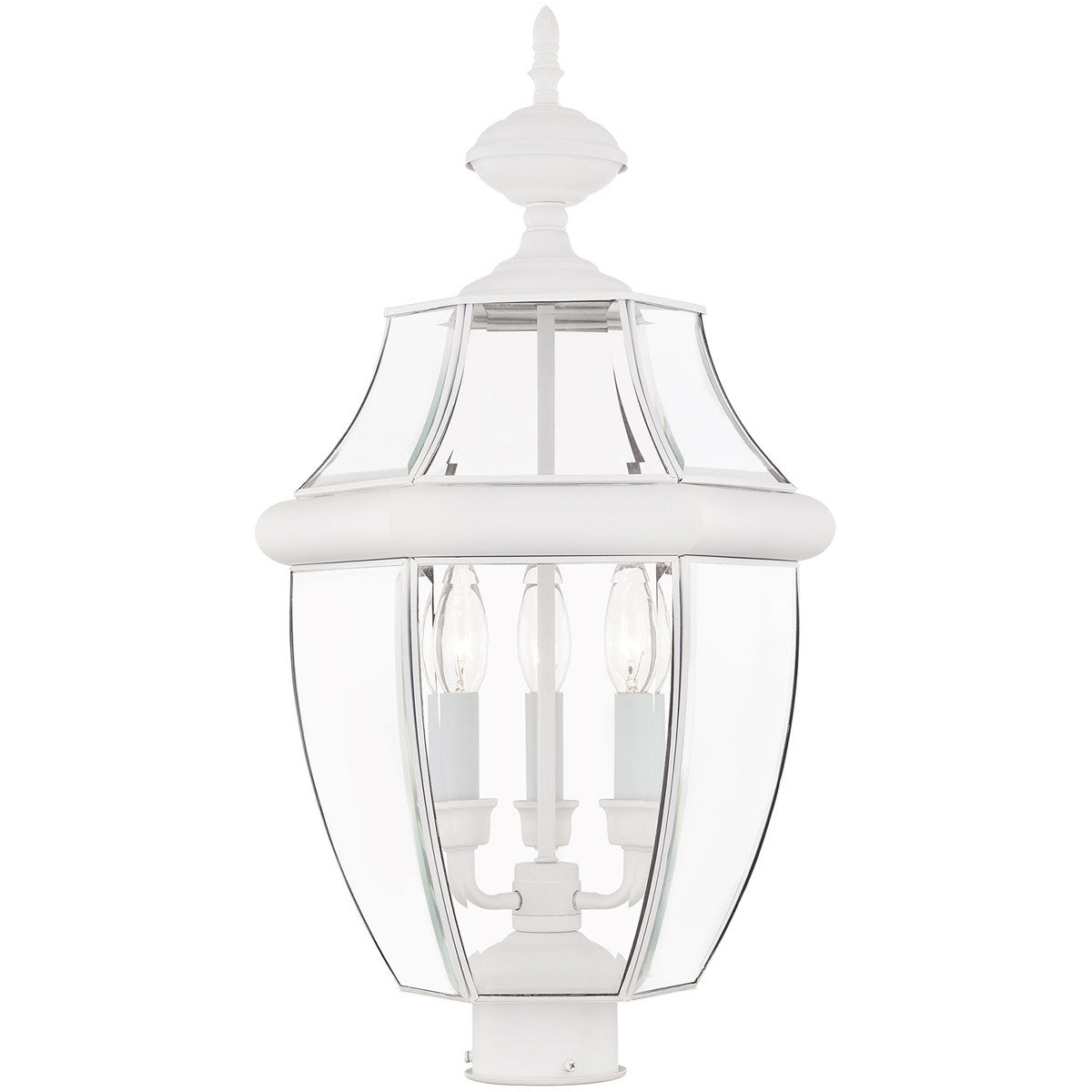 Livex Lighting Monterey Collection 3 Light White Outdoor Post Lantern in White 2354-03