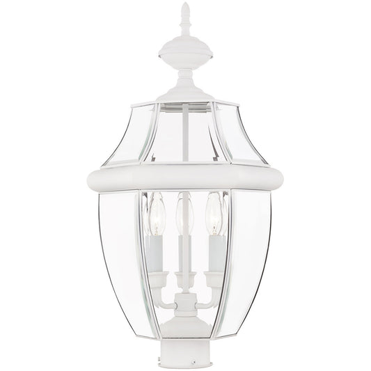 Livex Lighting Monterey Collection 3 Light White Outdoor Post Lantern in White 2354-03