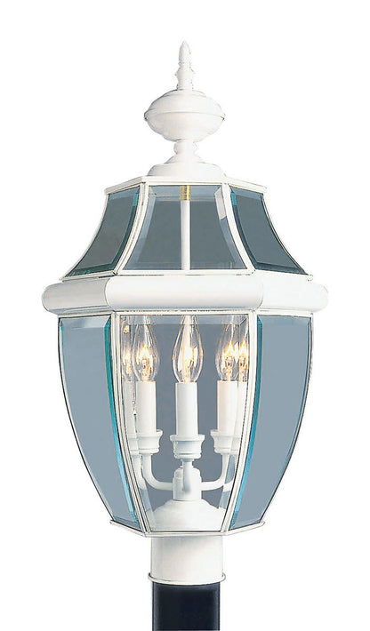 Livex Lighting Monterey Collection 3 Light White Outdoor Post Lantern in White 2354-03