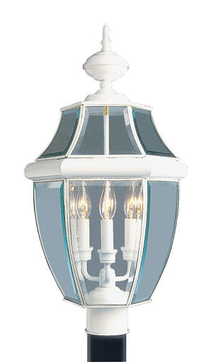 Livex Lighting Monterey Collection 3 Light White Outdoor Post Lantern in White 2354-03