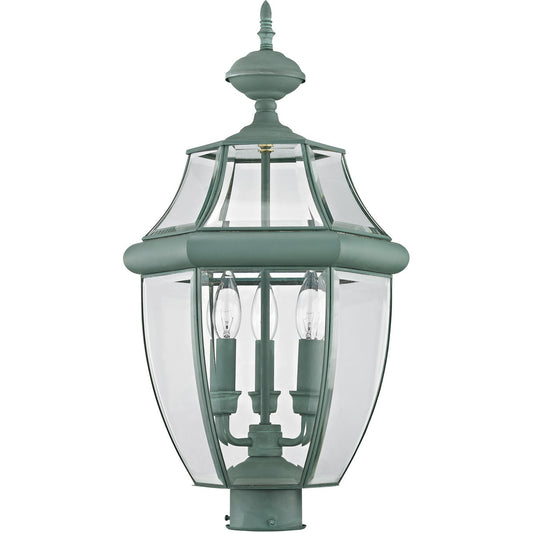 Livex Lighting Monterey Collection 3 Light Verdigris Outdoor Post Lantern in Verdigris 2354-06