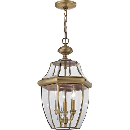 Livex Lighting Monterey Collection 3 Light AB Outdoor Chain Lantern  in Antique Brass 2355-01