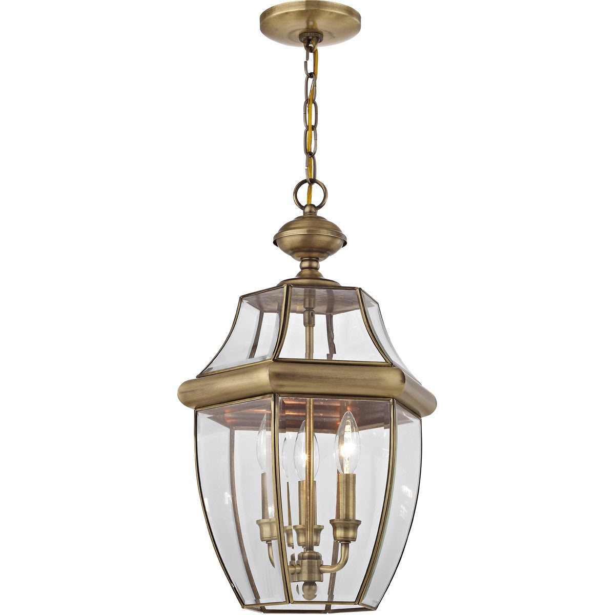 Livex Lighting Monterey Collection 3 Light AB Outdoor Chain Lantern  in Antique Brass 2355-01