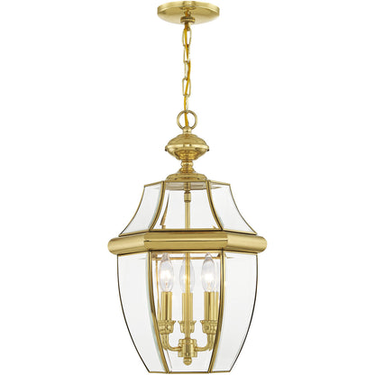 Livex Lighting Monterey Collection 3 Light PB Outdoor Chain Lantern  in Polished Brass 2355-02