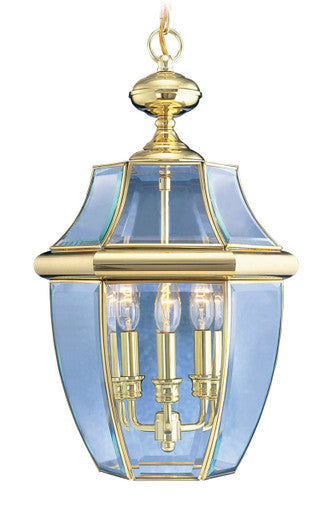 Livex Lighting Monterey Collection 3 Light PB Outdoor Chain Lantern  in Polished Brass 2355-02