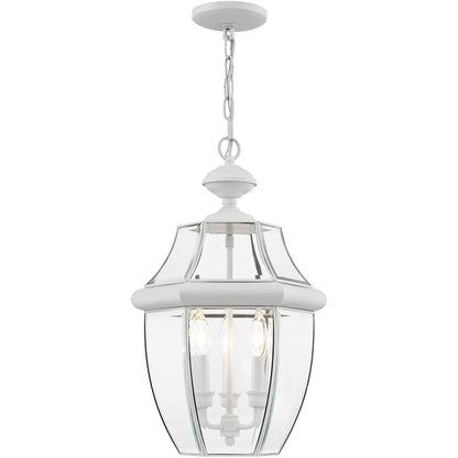 Livex Lighting Monterey Collection 3 Light White Outdoor Chain Lantern  in White 2355-03