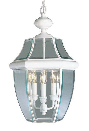 Livex Lighting Monterey Collection 3 Light White Outdoor Chain Lantern  in White 2355-03