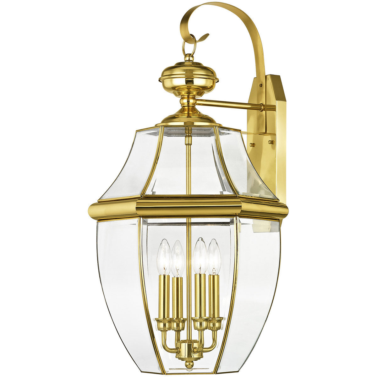 Livex Lighting Monterey Collection 4 Light PB Outdoor Wall Lantern in Polished Brass 2356-02