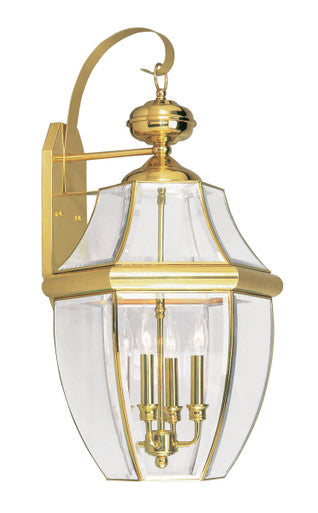 Livex Lighting Monterey Collection 4 Light PB Outdoor Wall Lantern in Polished Brass 2356-02