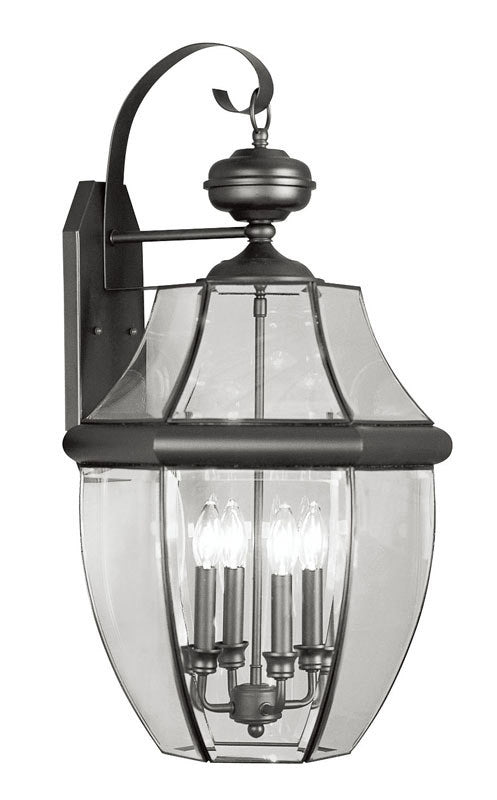 Livex Lighting Monterey Collection 4 Light Black Outdoor Wall Lantern in Black 2356-04