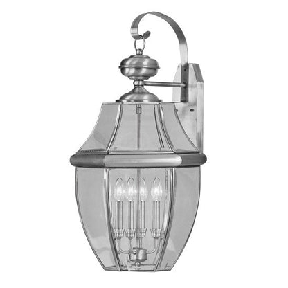 Livex Lighting Monterey Collection 4 Light BN Outdoor Wall Lantern in Brushed Nickel 2356-91