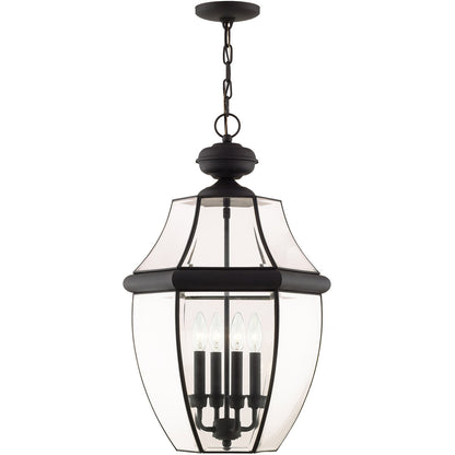 Livex Lighting Monterey Collection 4 Light Black Outdoor Chain Lantern  in Black 2357-04