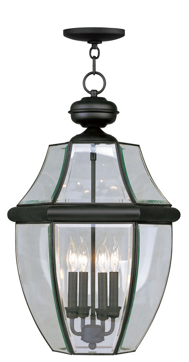 Livex Lighting Monterey Collection 4 Light Black Outdoor Chain Lantern  in Black 2357-04