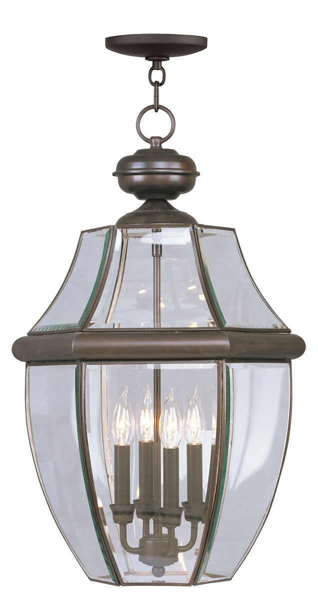 Livex Lighting Monterey Collection 4 Light Bronze Outdoor Chain Lantern  in Bronze 2357-07