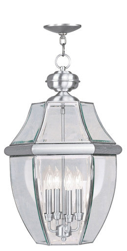 Livex Lighting Monterey Collection 4 Light BN Outdoor Chain Lantern  in Brushed Nickel 2357-91