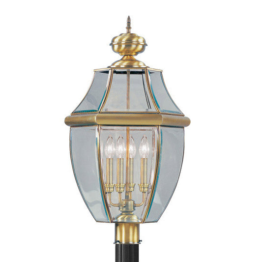 Livex Lighting Monterey Collection 4 Light AB Outdoor Post Lantern in Antique Brass 2358-01