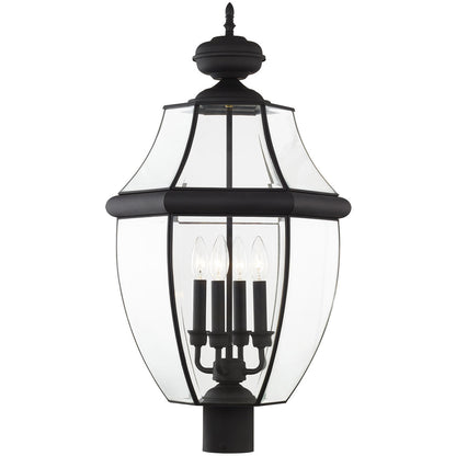 Livex Lighting Monterey Collection 4 Light Black Outdoor Post Lantern in Black 2358-04