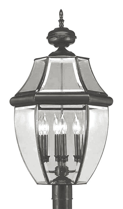 Livex Lighting Monterey Collection 4 Light Black Outdoor Post Lantern in Black 2358-04