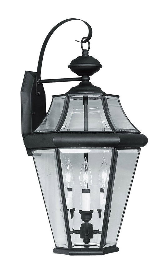 Livex Lighting Georgetown Collection 3 Light Black Outdoor Wall Lantern in Black 2361-04