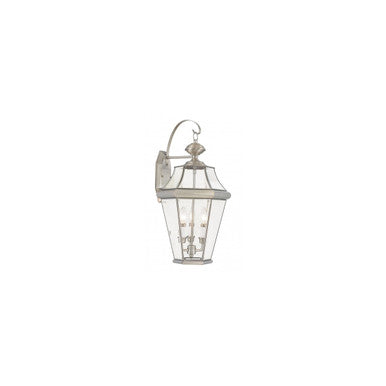 Livex Lighting Georgetown Collection 3 Light BN Outdoor Wall Lantern in Brushed Nickel 2361-91