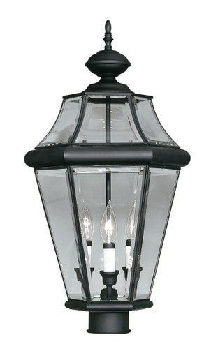 Livex Lighting Georgetown Collection 3 Light Black Outdoor Post Lantern in Black 2364-04