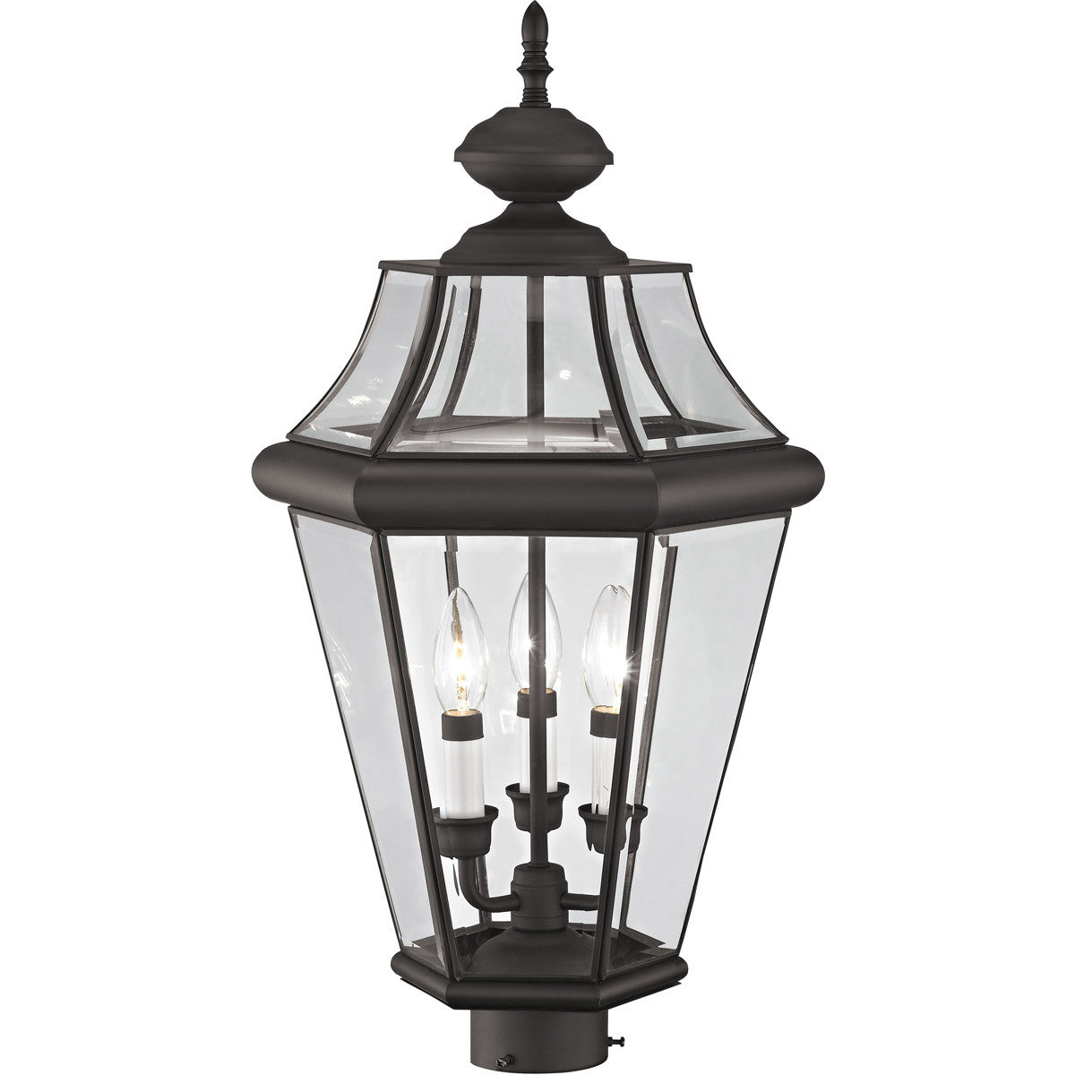 Livex Lighting Georgetown Collection 3 Light Bronze Outdoor Post Lantern in Bronze 2364-07