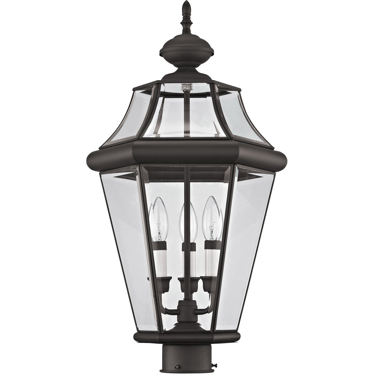 Livex Lighting Georgetown Collection 3 Light Bronze Outdoor Post Lantern in Bronze 2364-07