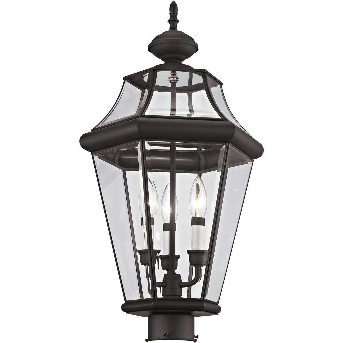 Livex Lighting Georgetown Collection 3 Light Bronze Outdoor Post Lantern in Bronze 2364-07