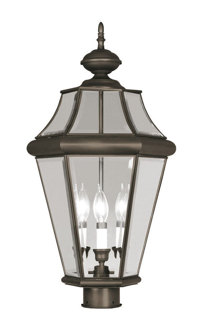 Livex Lighting Georgetown Collection 3 Light Bronze Outdoor Post Lantern in Bronze 2364-07